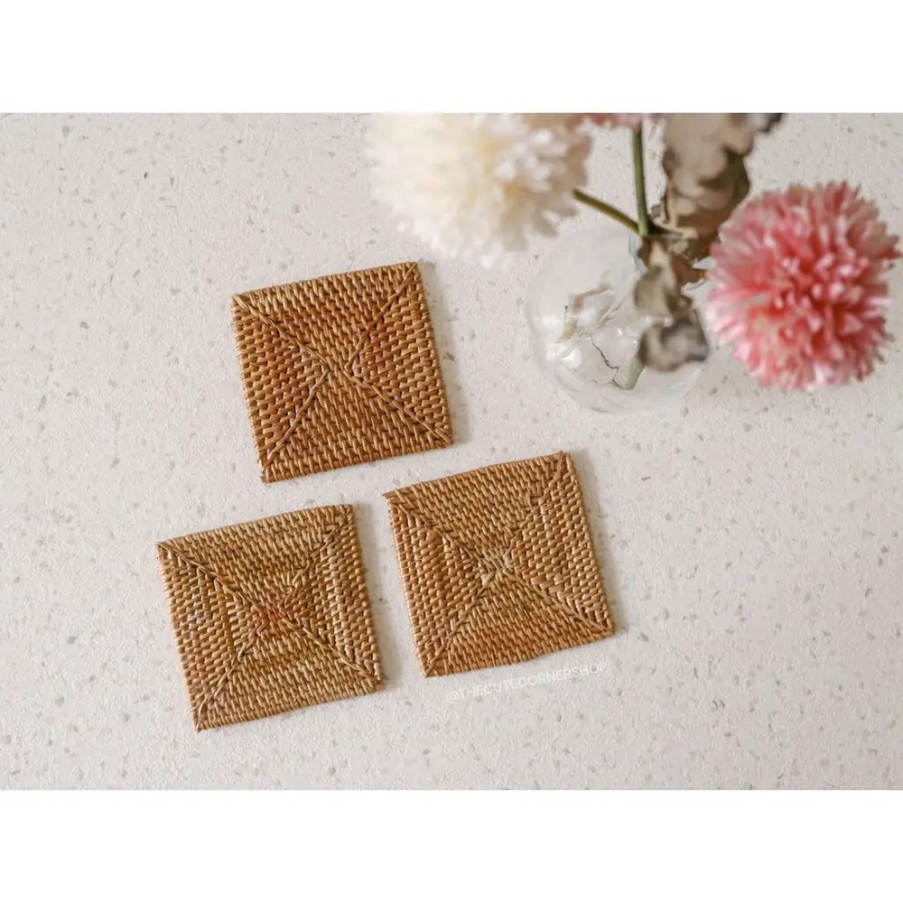 Square Rattan Coaster - Straw Raffia (2) - Picture 4 of 4